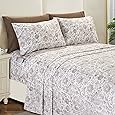 Elegant Comfort Softest and Coziest 6-Piece Sheet Set - 1500 Premium Hotel Quality Microfiber - Deep Pocket, Wrinkle Resistant 6-Piece Floral Bed Sheet Set, California King, Jenna Gold