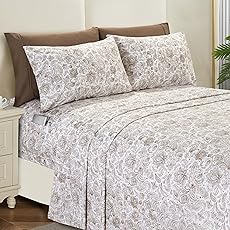 Elegant Comfort Softest and Coziest 6-Piece Sheet Set - 1500 Premium Hotel Quality Microfiber - Deep Pocket, Wrinkle Resistant 6-Piece Floral Bed Sheet Set, California King, Jenna Gold