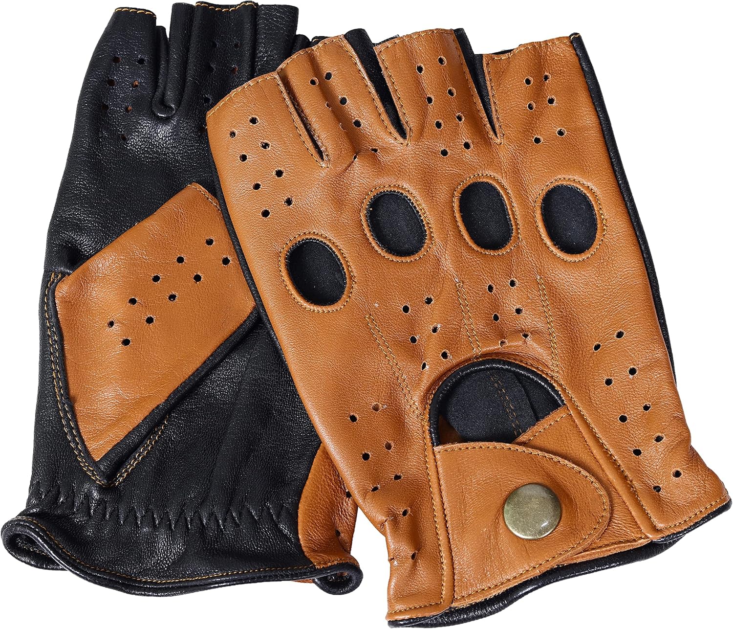 Genuine Lambskin leather motorcycle half finger Gloves