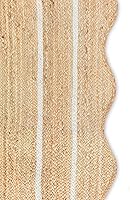 Vista 8 de Wave Scalloped Natural Jute Rug Boho Jute Rug Entryway Runner Rug Farmhouse Scallop Rug, Off White (2'x3')