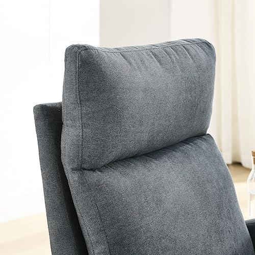 Miniatura 7 de 27.6 pulgadas de ancho, moderno acento mecedor, tapizado para habitación del bebé con respaldo alto y reposabrazos, cómodo sillón con dos bolsillos