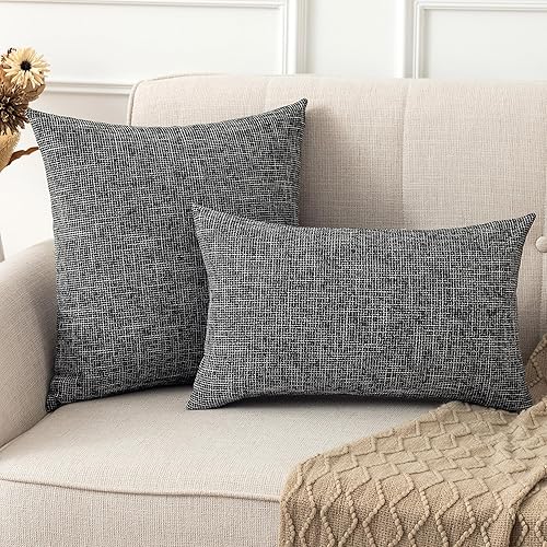 Miniatura 2 de UGASA - Juego de 2 fundas de almohada decorativas de Navidad, fundas de almohada de lino tejido neutro para sofá, cama y jardín, 18 x 18 pulgadas,