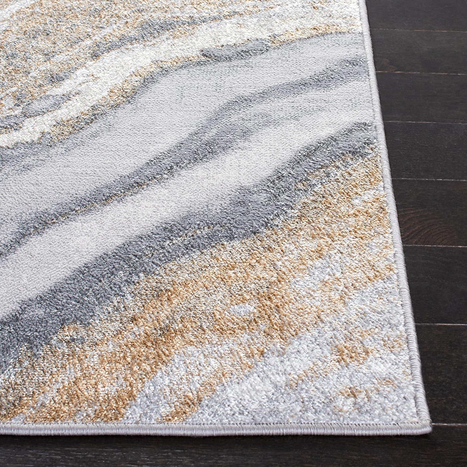 SAFAVIEH Orchard Collection Area Rug - 10' x 14', Grey & Gold, Modern Abstract Design, Non-Shedding & Easy Care, Ideal for High Traffic Areas in Living Room, Bedroom (ORC637G)