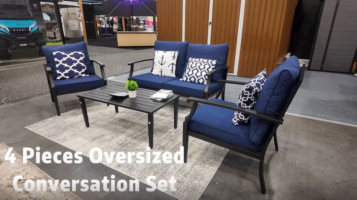 Amazon.com: JOYURE 4 Pieces Patio Furniture Set w/loveseat,Coffe