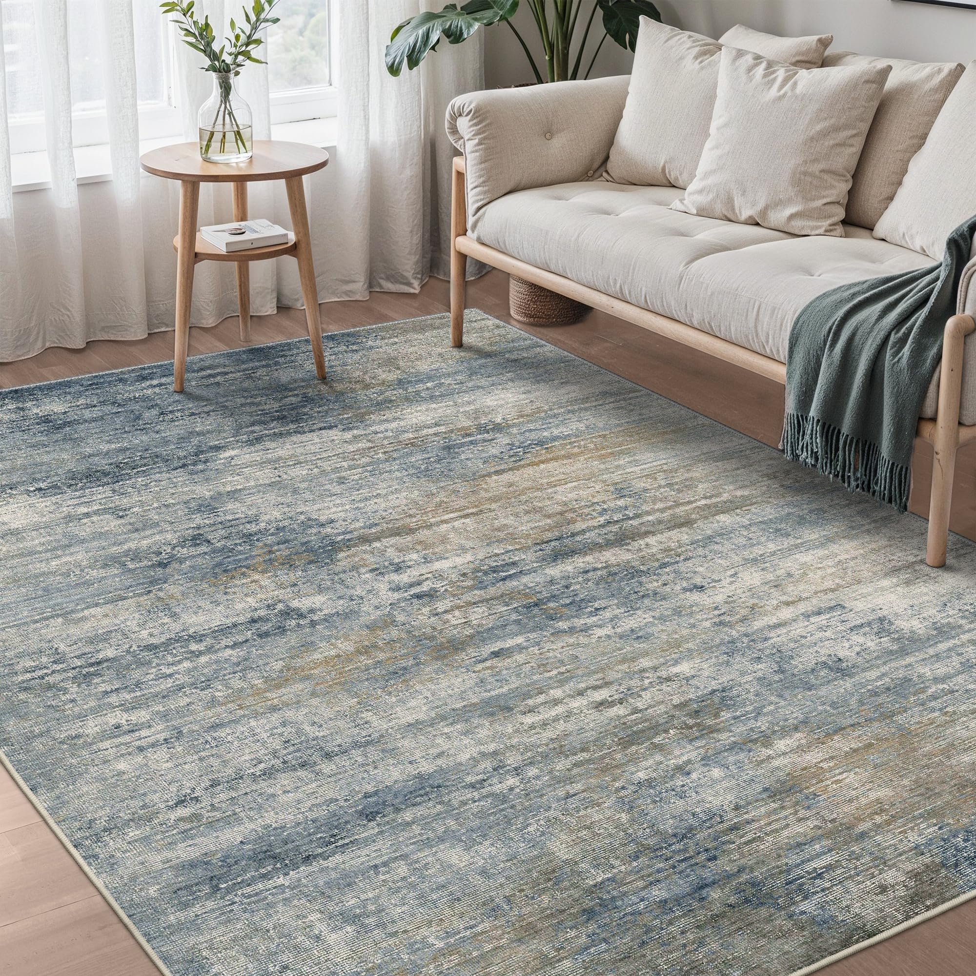 GENIMO Rug Living Room Large 160x230cm, Modern Abstract Area Rugs Washable, Non-Slip Floor Carpet Minimalist, Low Pile, Non-Shedding, Dining Room, Office, Bedroom, Kitchen, Hall, Lounge, Indoor Decor — image 1