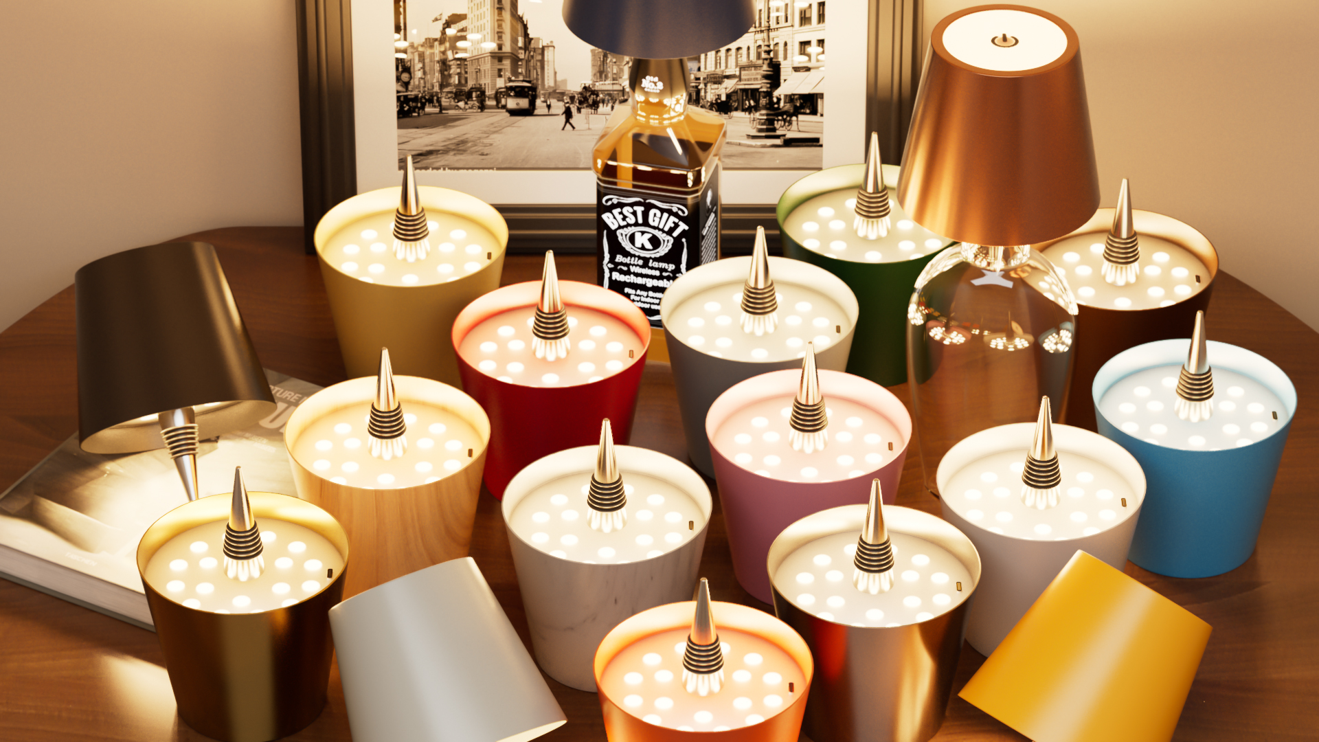 nulmvic Wireless Bottle Lamp Shade - Portable LED Wine Bottle Lamp