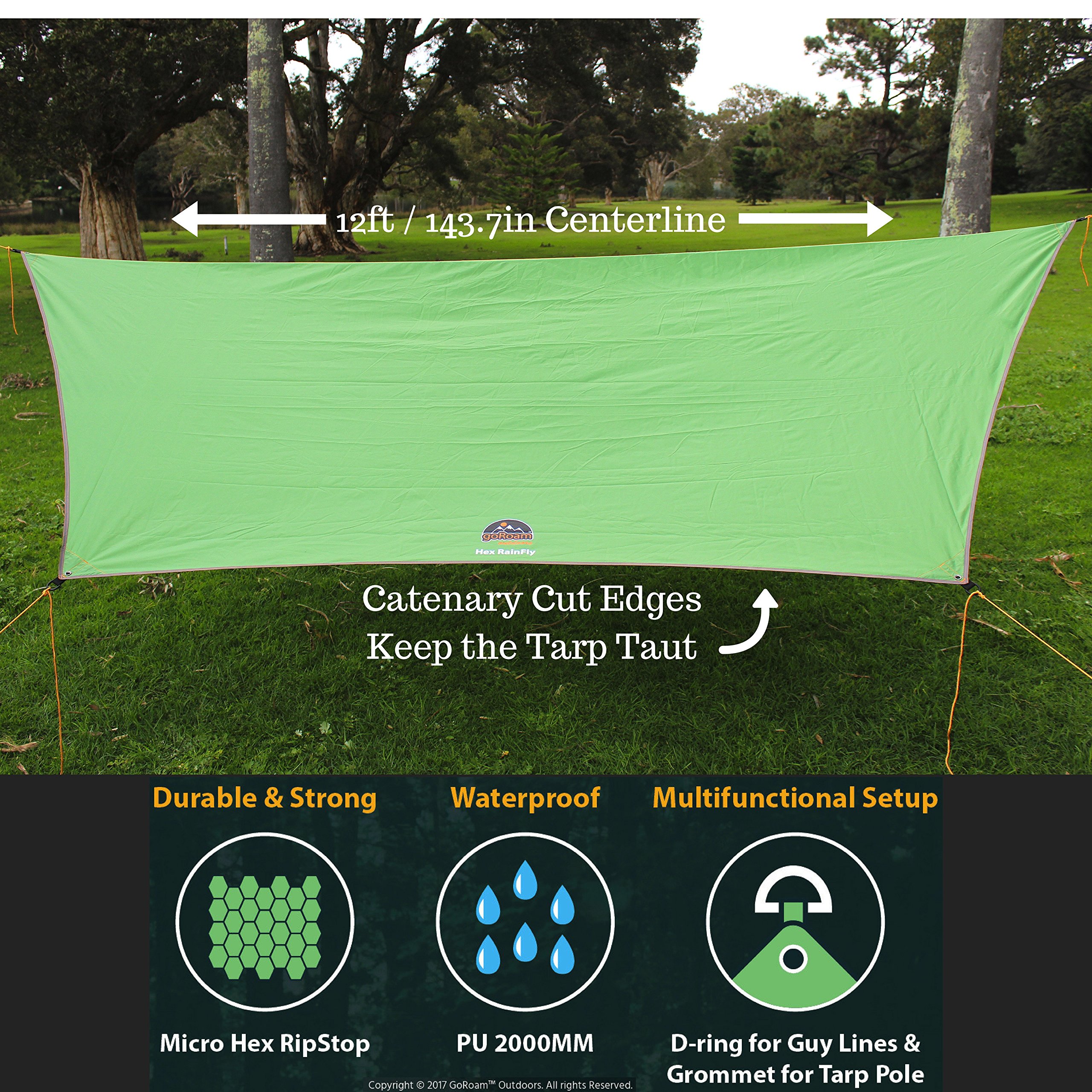 goRoam Outdoors HEX Hammock Rain Fly 