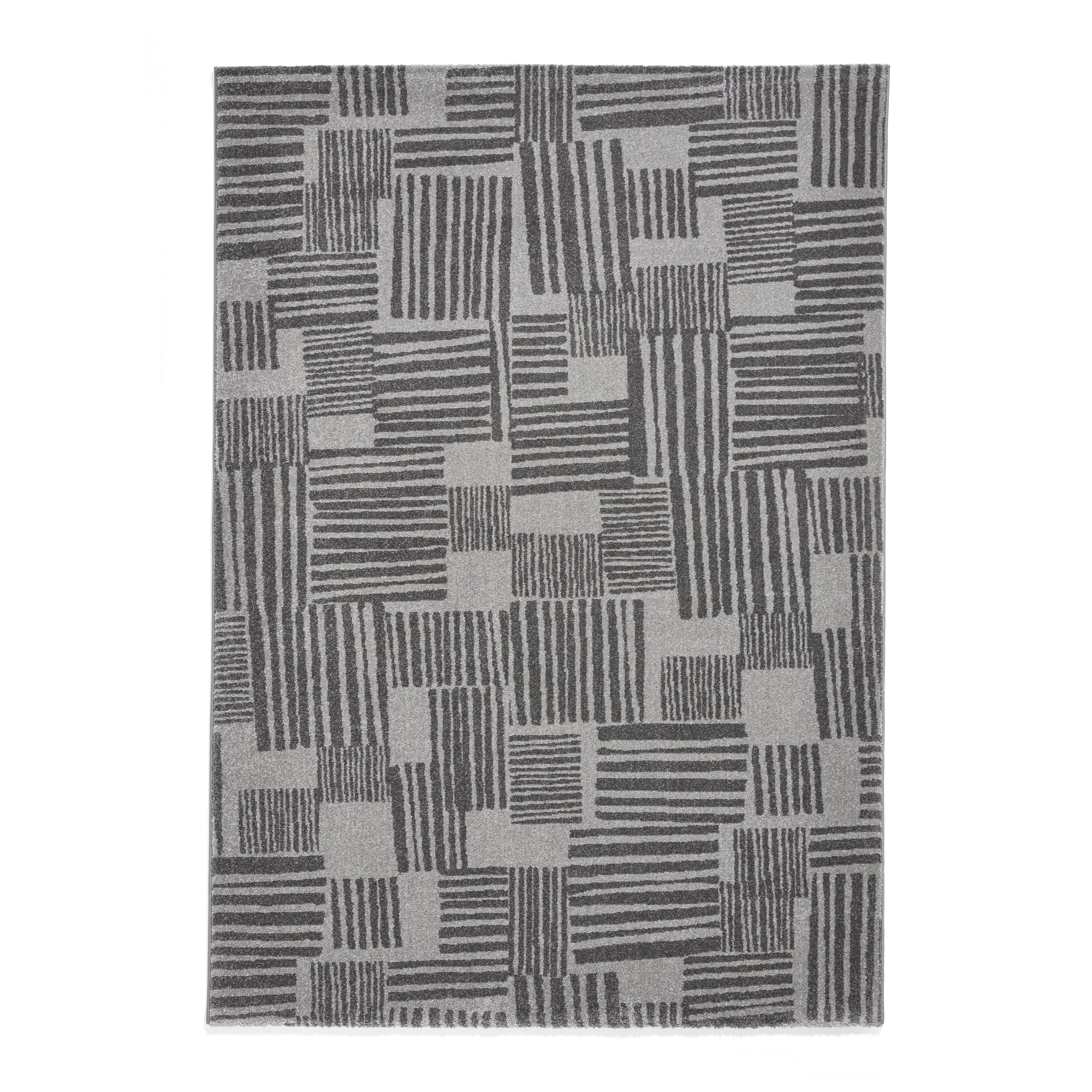Think Rugs Catherine Lansfield Blocks Modern Abstract Rug, Dark Grey/Grey
