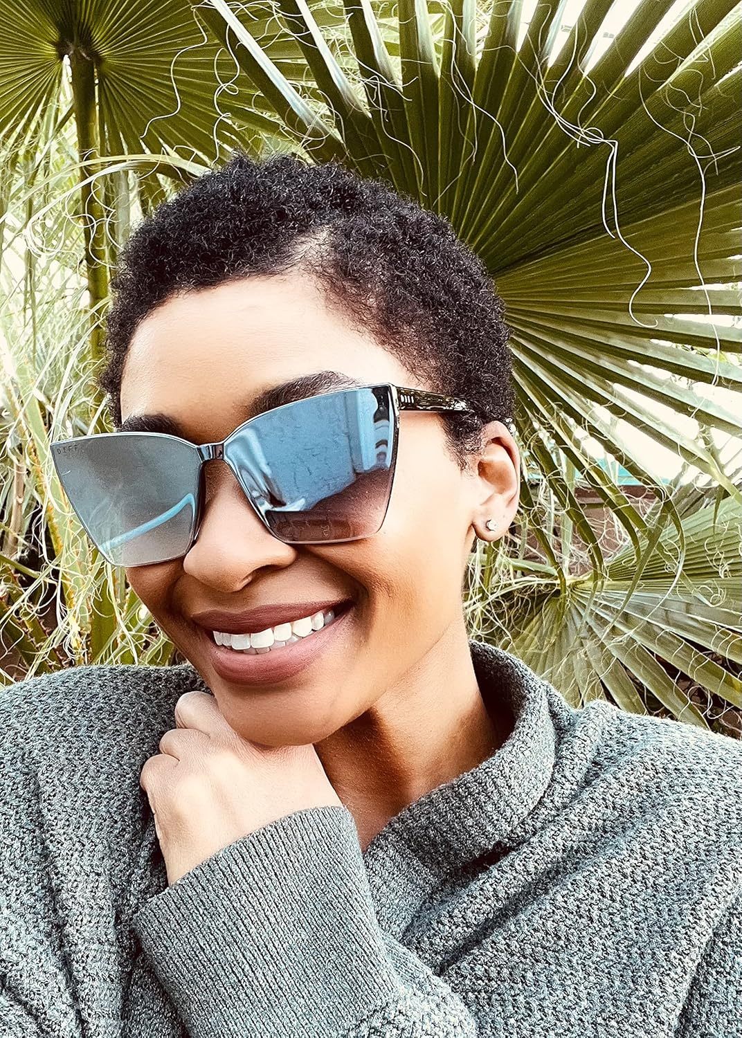 DIFF Goldie Designer Frameless Oversized Cat Eye Sunglasses for Women UV400