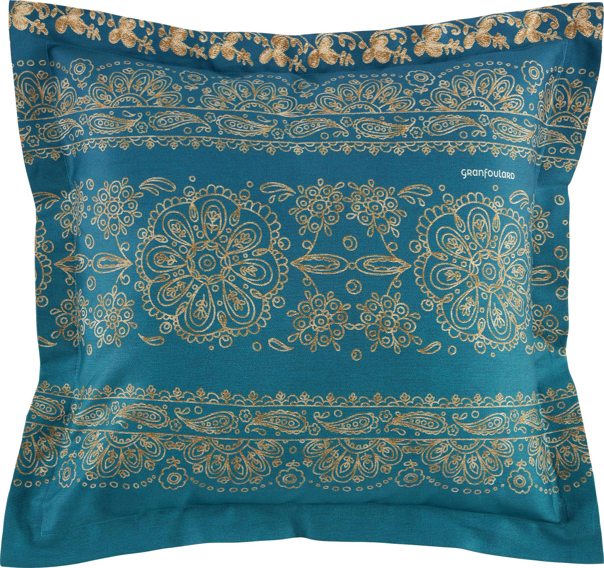Bassetti Brenta 9325891 Cushion Cover for Bed Linen Made from 100% Cotton Satin in Blue B1, Dimensions: 40 x 40 cm