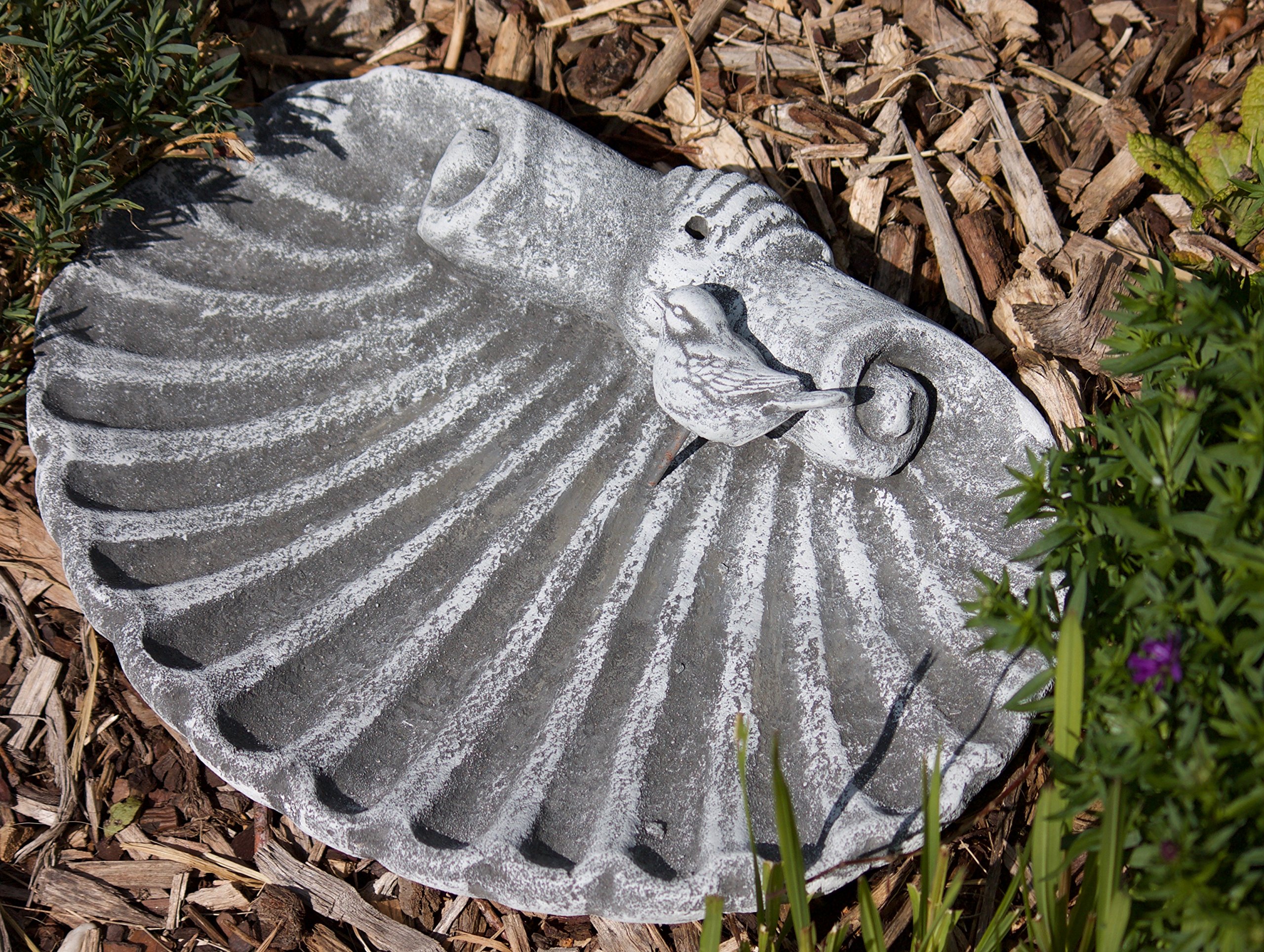 stoneandstyle Abbeveratoio per uccelli in pietra con uccello (inseribile), decorazione da giardino, pietra massiccia, resistente al gelo e alle intemperie fino a -30 °C