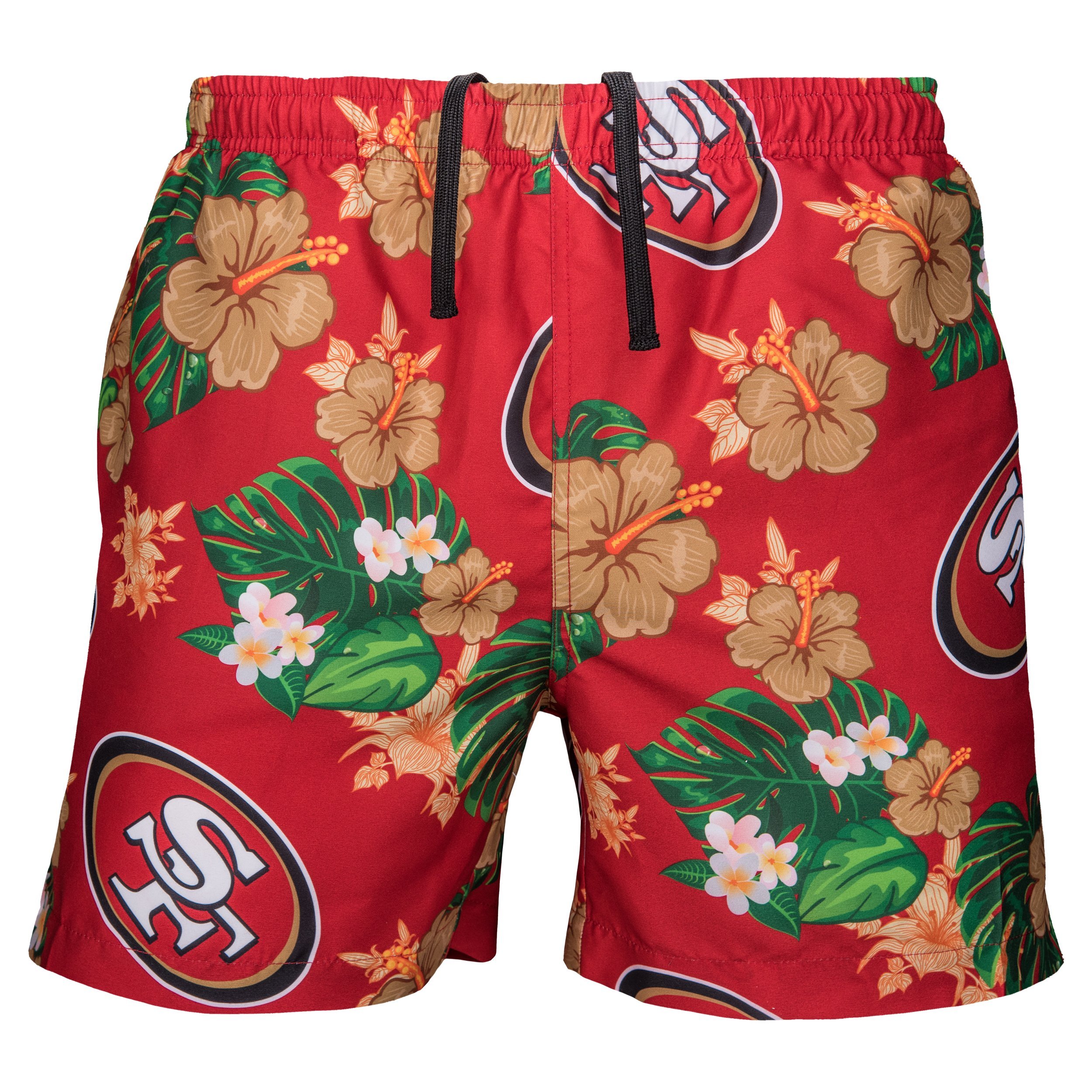 FOCO NFL Mens NFL Team Logo Floral Hawaiian Swim Suit Trunks