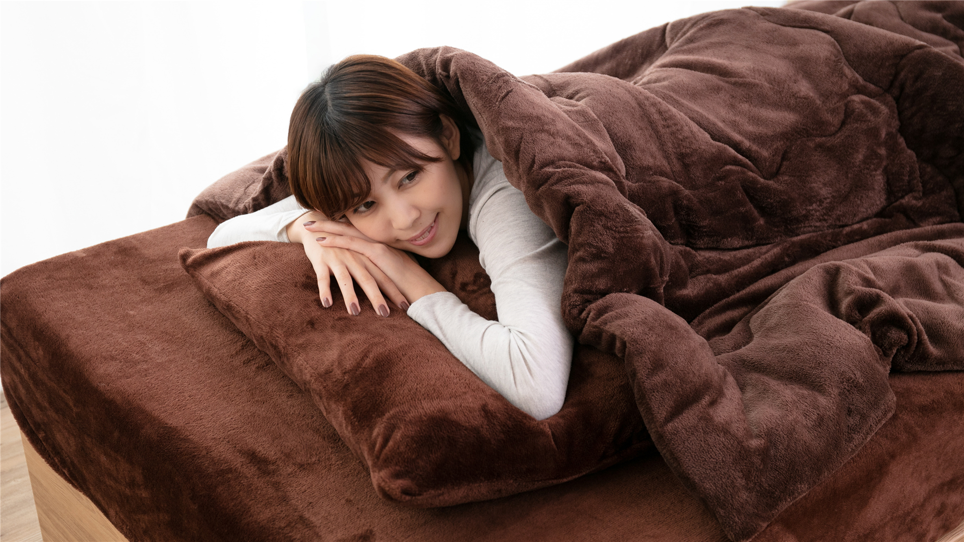 2個セット】シングル 冬用 掛け布団 フランネル 洗える ブラウン 抗菌