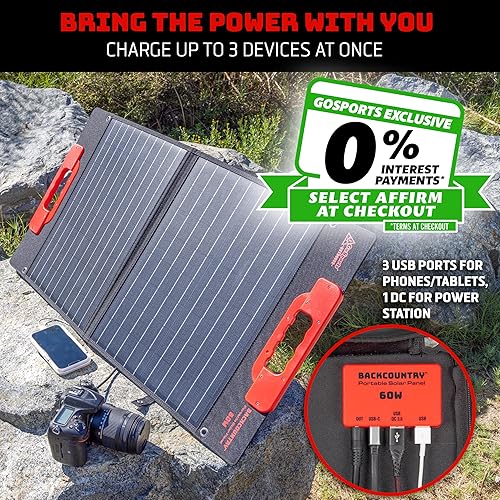 Miniatura 2 de Paneles solares portátiles de Backcountry, 110W o 60W - Cargador solar resistente al agua IP65 con 3 puertos USB para teléfonos y DC hacia fuera