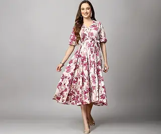 KZULLY | Dress for Women | Belted Shirt Style Outfit | Floral Tiered | Casual Summer Wear