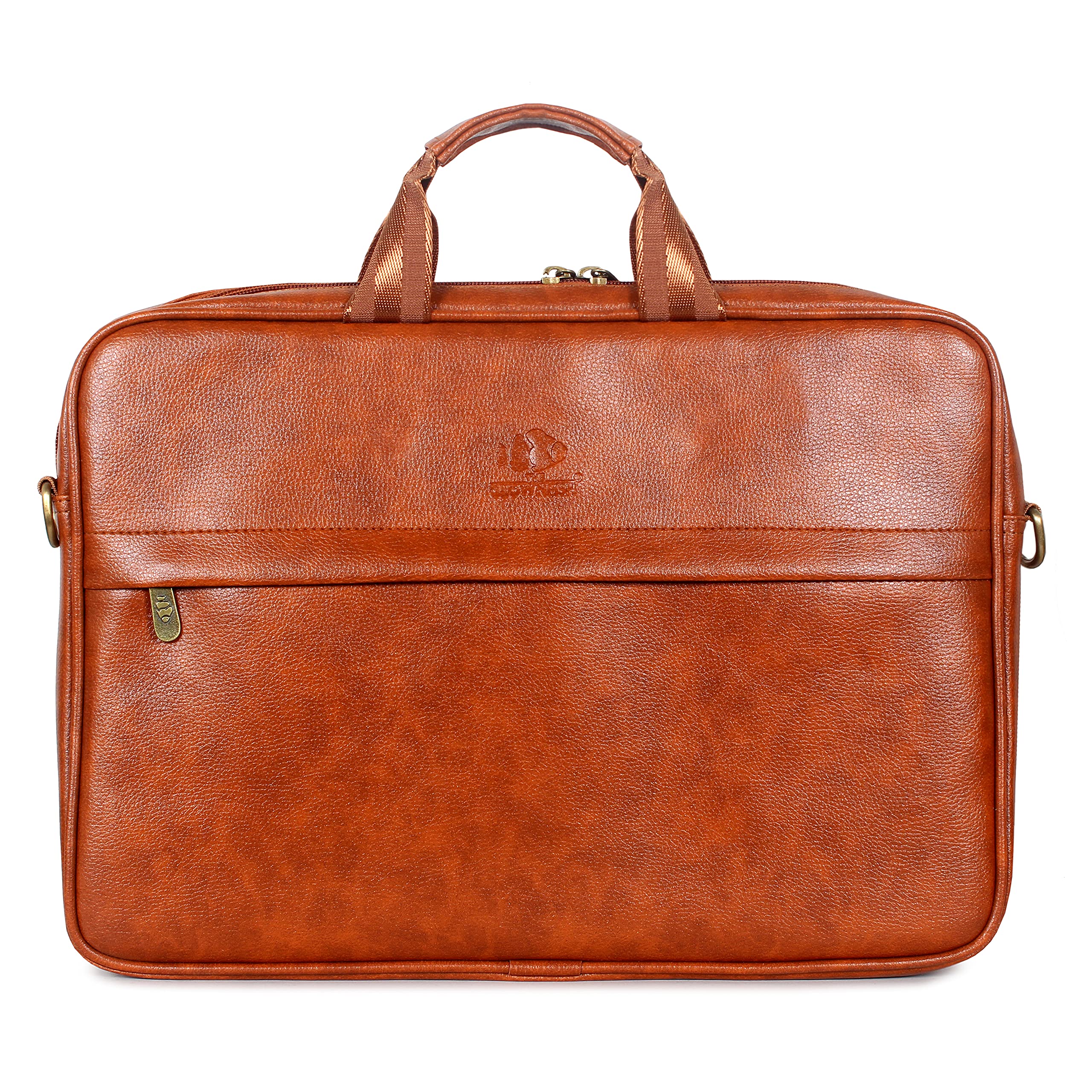 THE CLOWNFISH Unisex Noble Faux Leather 15.6 Inch Laptop Messenger Bag Briefcase (Tan) (B08YJB32KX) Amazon Price History, Amazon Price Tracker