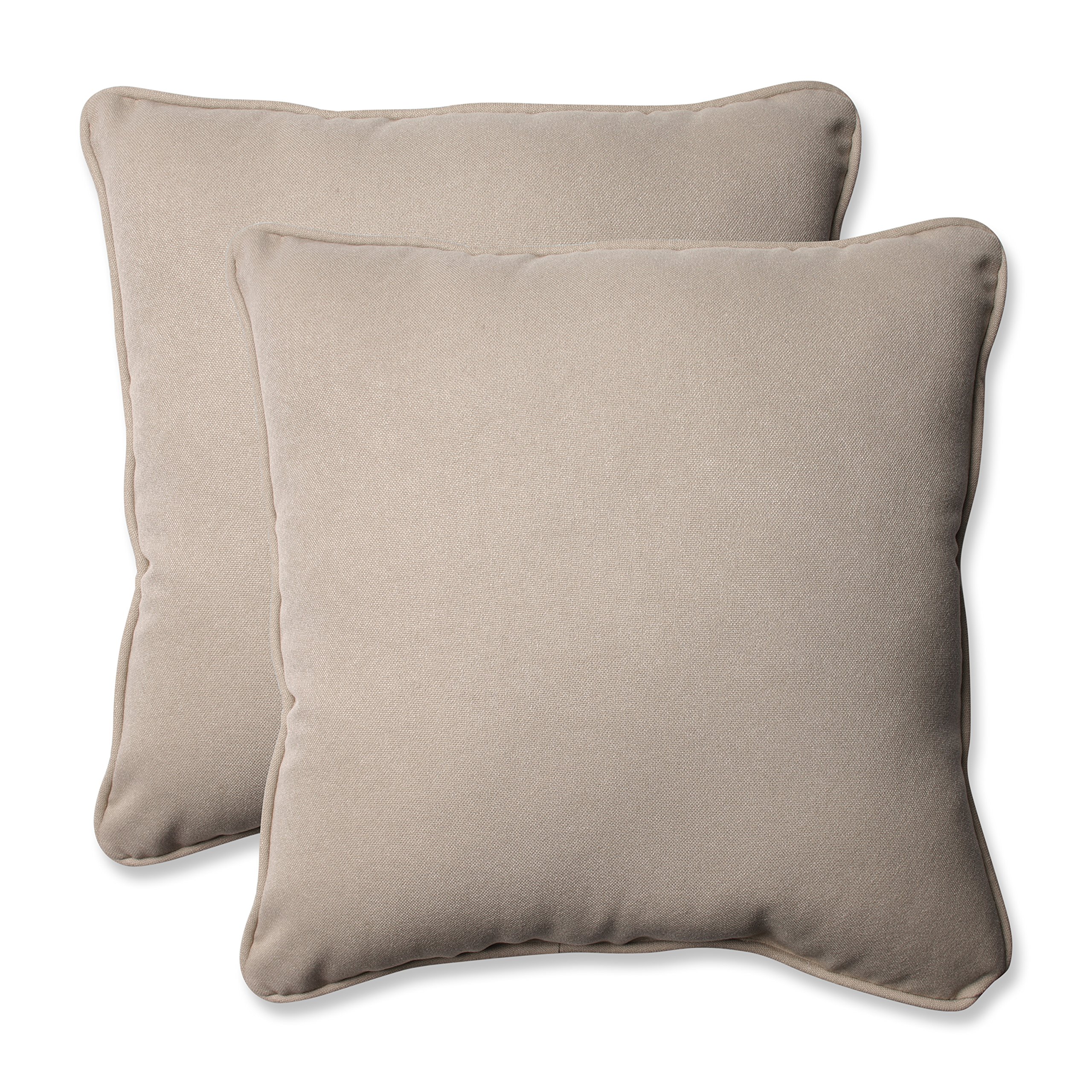 Photo 1 of Pillow Perfect Outdoor/Indoor Solar Linen Throw Pillows, 18.5" x 18.5", Beige, 2 Count