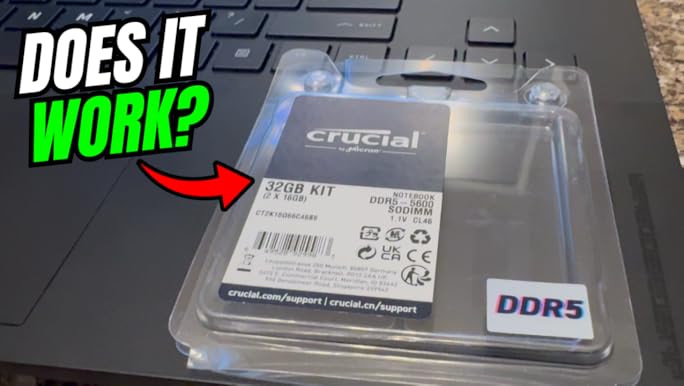 Crucial 32GB DDR5 RAM Kit (2x16GB), 5600MHz (or 5200MHz or
