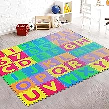 LILTOES EVA Kid's Interlocking Play Mat -12 mm Thickness | A to Z + 0 to 9 Puzzles Mat- Set of 36 Tiles (Multicolour)