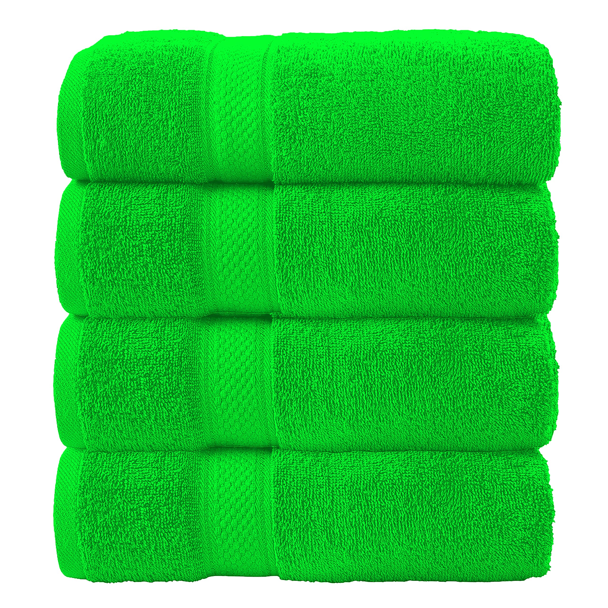 J K ZONE 4 Pack Large Bath Towels Set 100% Egyptian Cotton Hotel Quality Towels Extra Soft Fast Absorbent Long Lasting Material Guest Towel Bathroom Matching Towels 70 x 120 cm (Green) — image 1