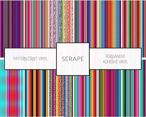 Miniatura 3 de Serape - Paquete de vinilo autoadhesivo con parte trasera de 12 x 12 pulgadas, colorido Fiesta Mexicana, vinilo adhesivo permanente para