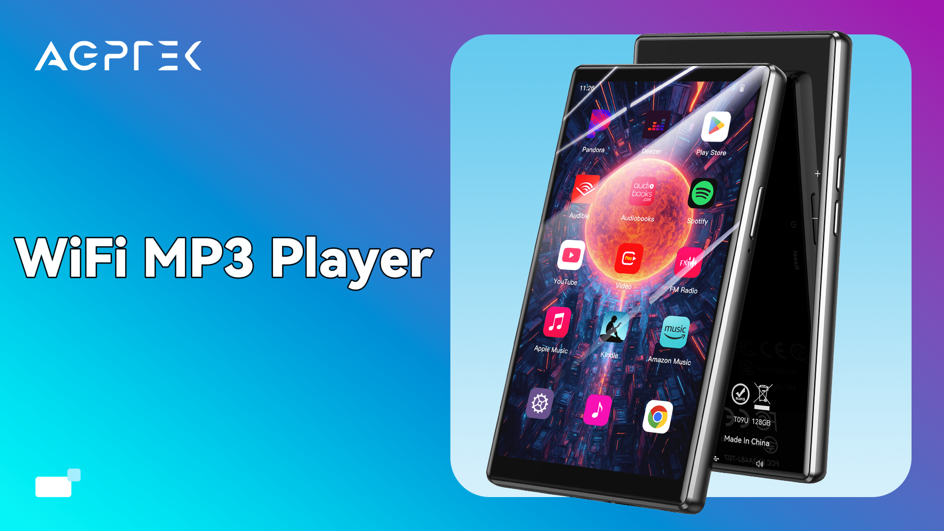 Amazon.com: AGPTEK 5'' 128GB MP3 Player with Bluetooth and WiFi