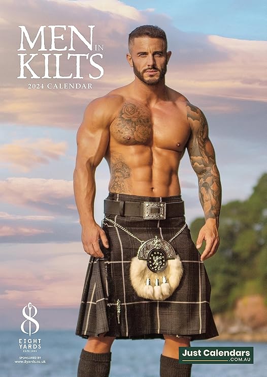 2024 Men In Kilts A3 Wall Calendar by Just Calendars Sexy Hot