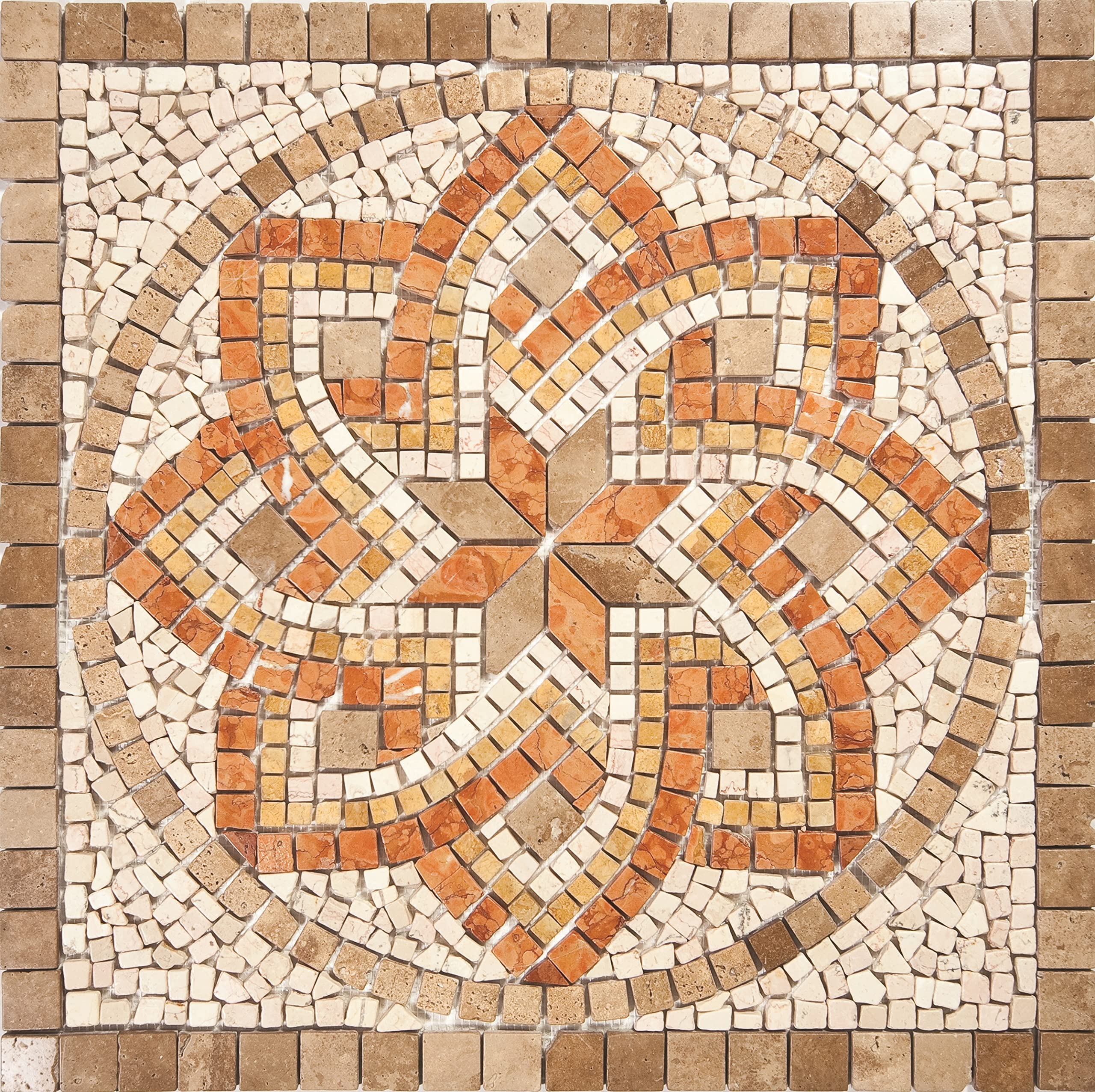 Rosone Rosoni Mosaico in marmo, per interno ed esterni, Positano noce, cm.66x66