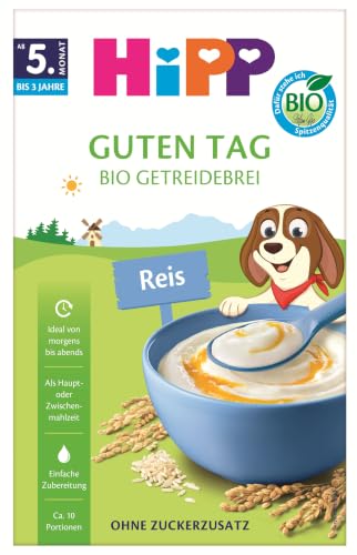 HiPP Guten Tag Bio Getreidebrei Reis (7x200g), Babybrei ab 5.
