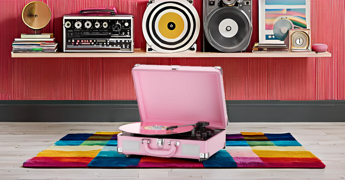 Vinyl Record Player Bluetooth 3-Speed Portable Vintage Suitcase