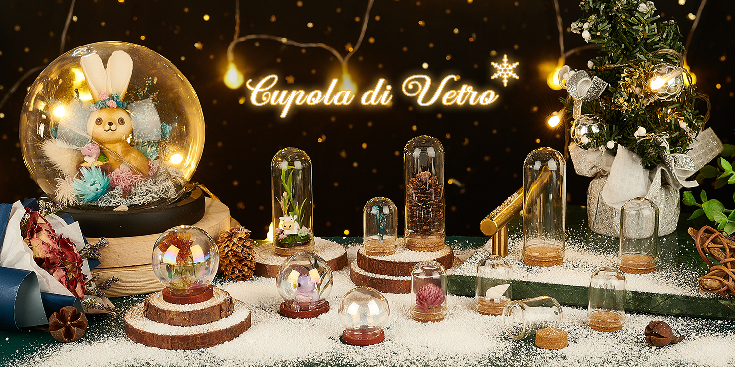 Campana Di Vetro Con Base Legno 7.8x9.1cm - Display Per Piante Grasse, Decorazioni, Fai Da Te - Foto 4