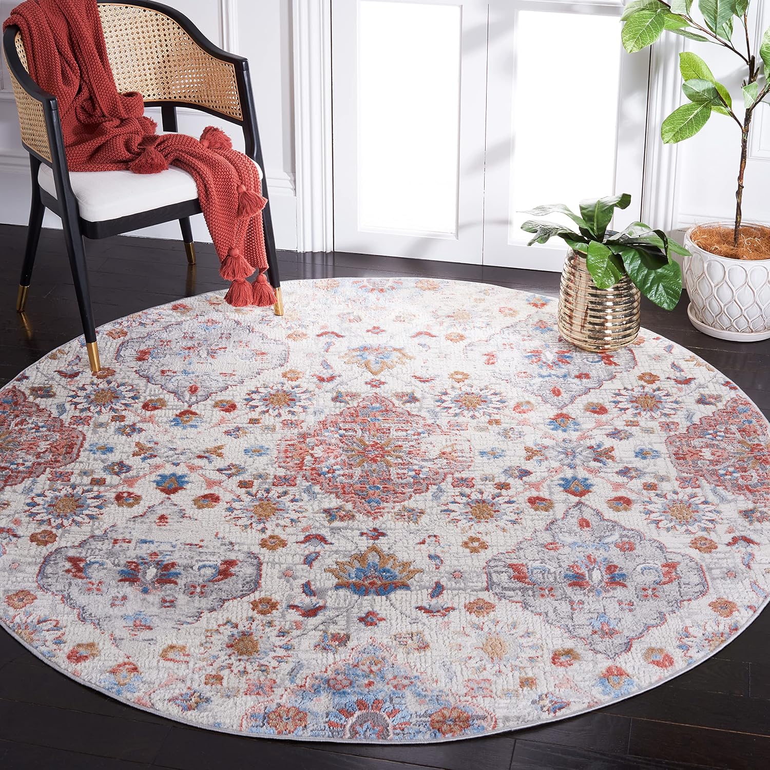 SAFAVIEH Shivan Collection 2'2" x 8' Ivory/Grey SHV148F Shabby Chic Non-Shedding Entryway Foyer Living Room Bedroom Kitchen Runner Rug
