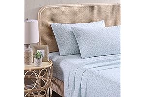 Queen Sheets, Cotton Percale Bedding Set, Crisp & Cool, Stylish Home Decor...