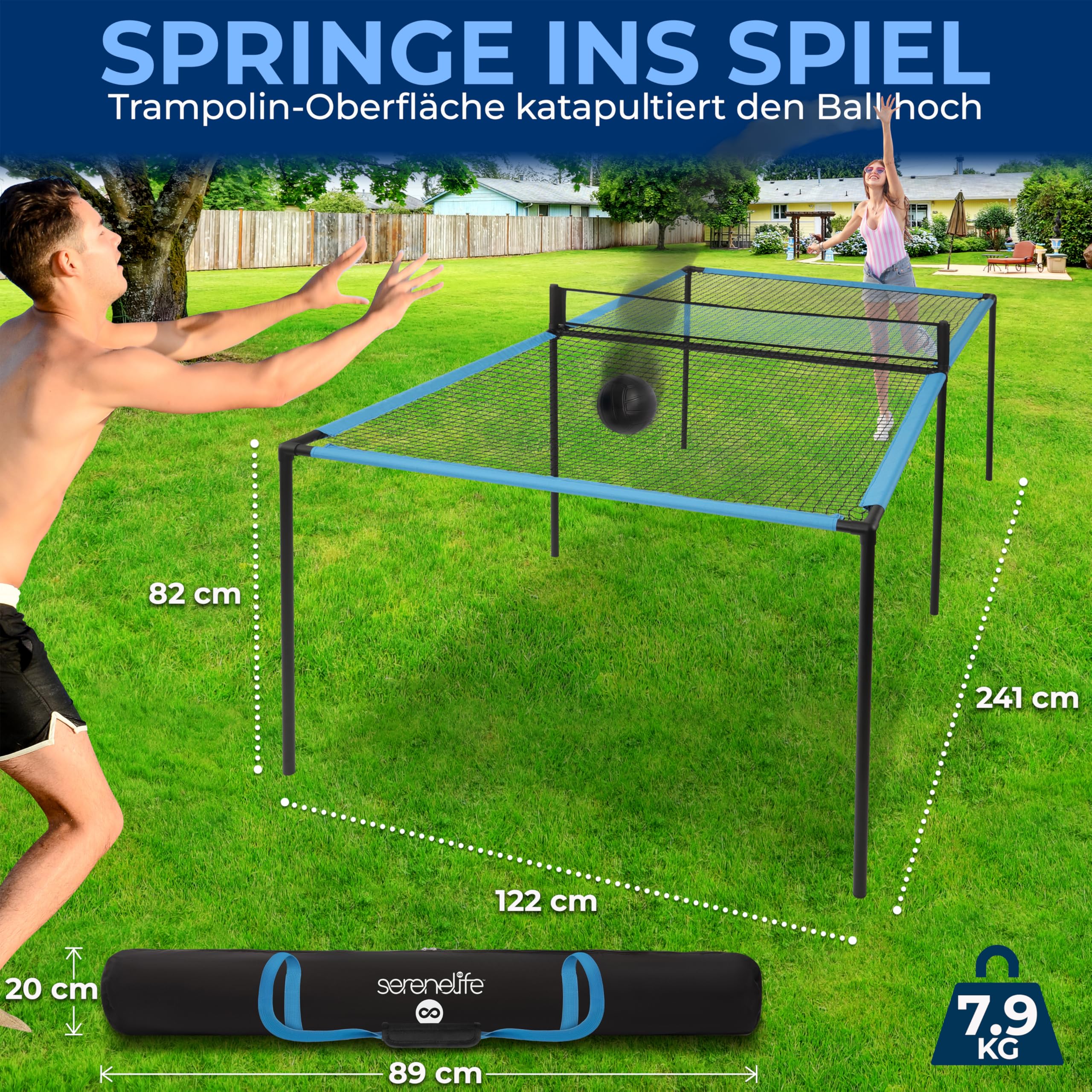 SereneLife Tischtennisplatte, Klappbar & Wetterfest, Ping Pong Tisch für Indoor & Outdoor, Schneller Aufbau, Stabil, Inkl. Netz & Clip Set