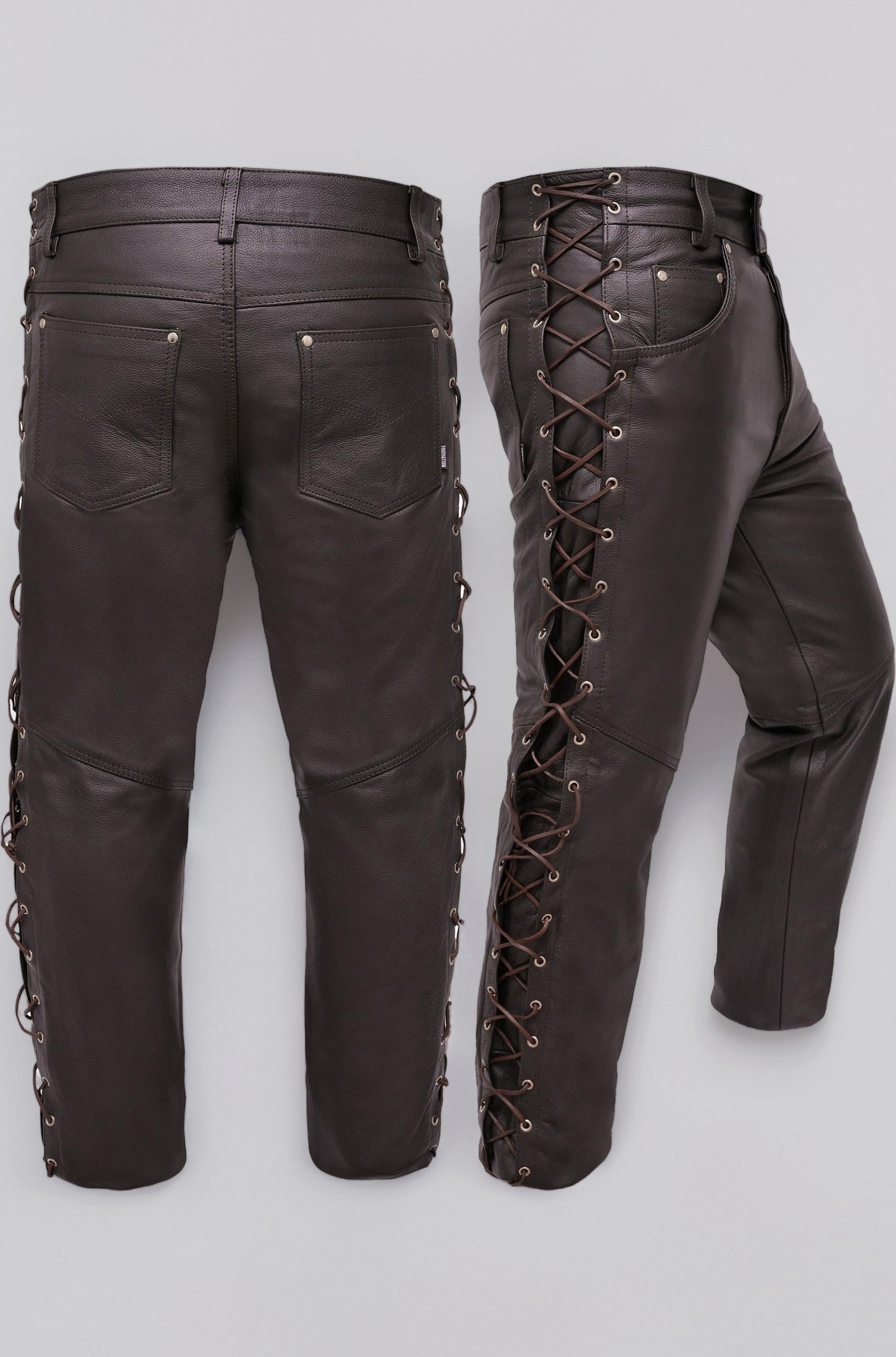 Touch&Torn Leather Pants Motorcycle Pants for Mens 30" to 44" Waist Jeans Style Pant with 5 Pockets Motorbike Pant for Biker