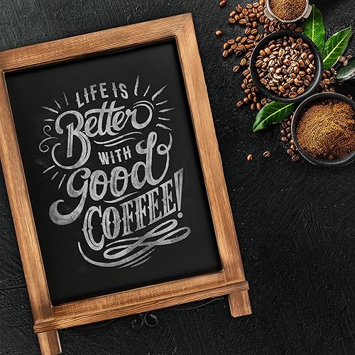 Miniatura 4 de HBCY Creations - Pizarra de madera rústica con patas para mesa, letrero de mesa estilo vintage para boda, pizarra pequeña para notas en la encimera