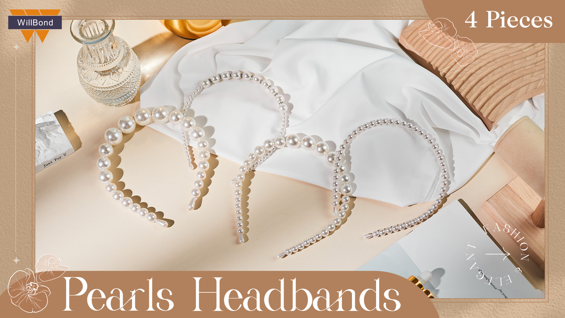 Amazon.com : WILLBOND 4 Pcs Pearls Headbands Women White 