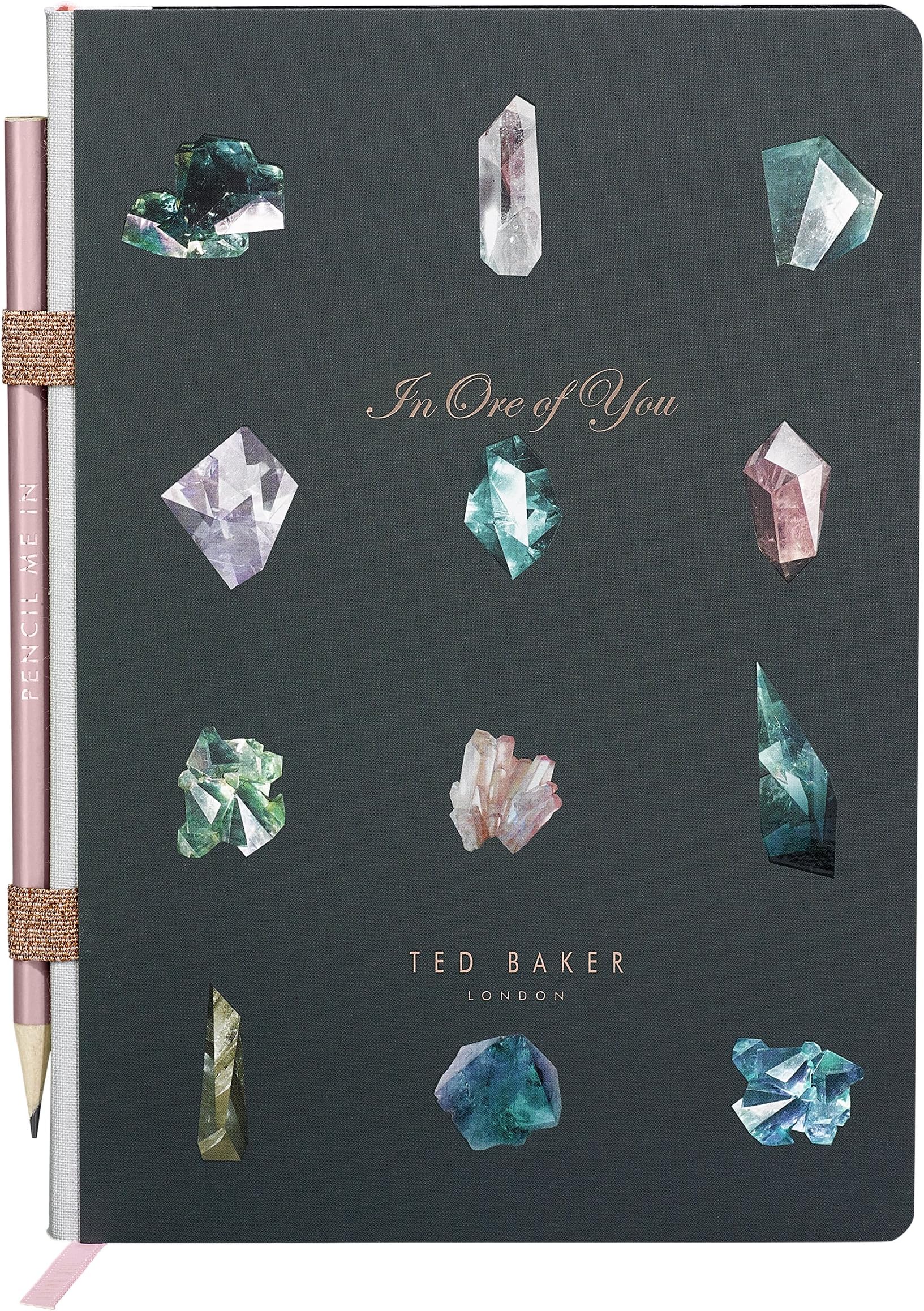 Ted Baker A5 Notebook with Pencil | Linear Gem Design