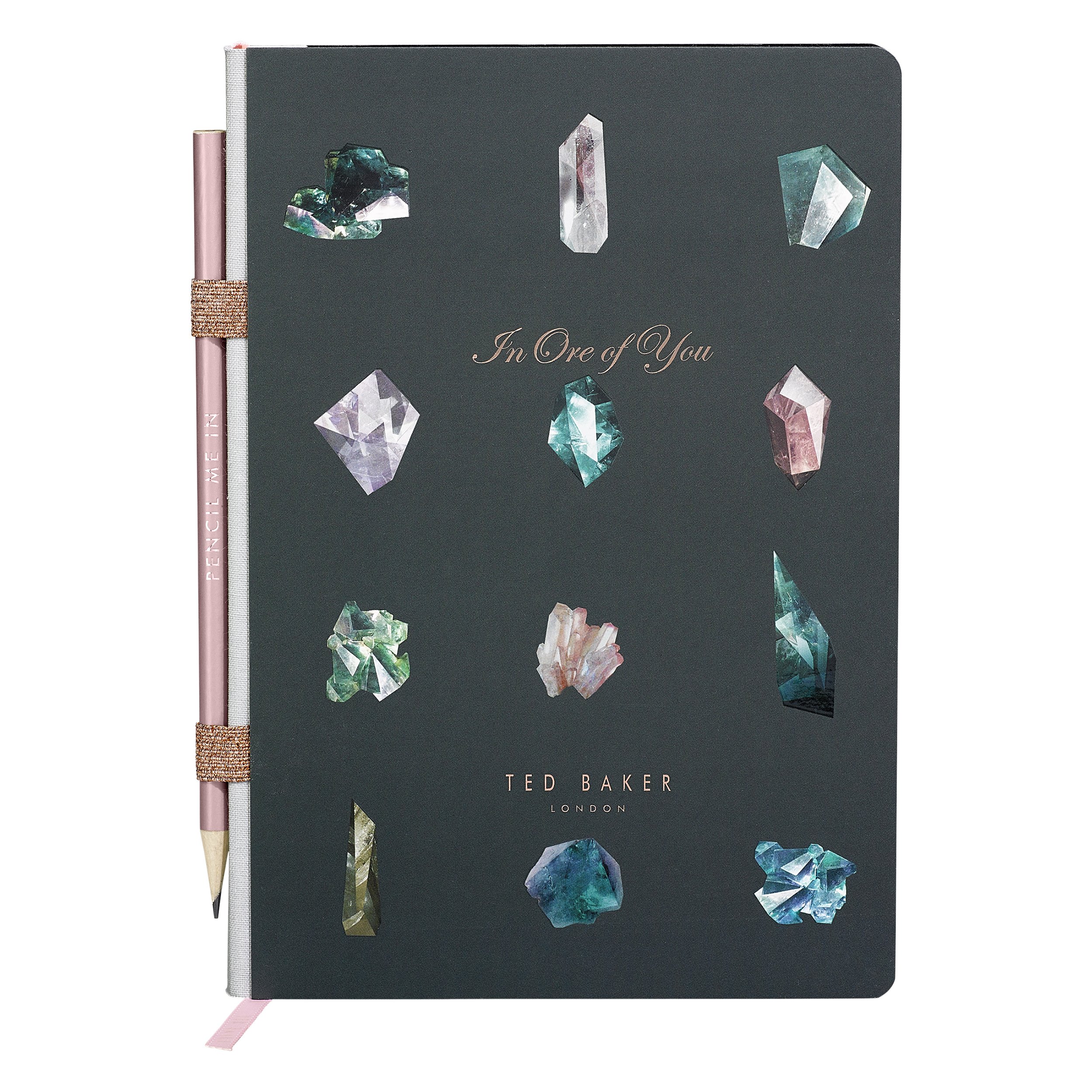 Ted Baker A5 Notebook with Pencil | Linear Gem Design