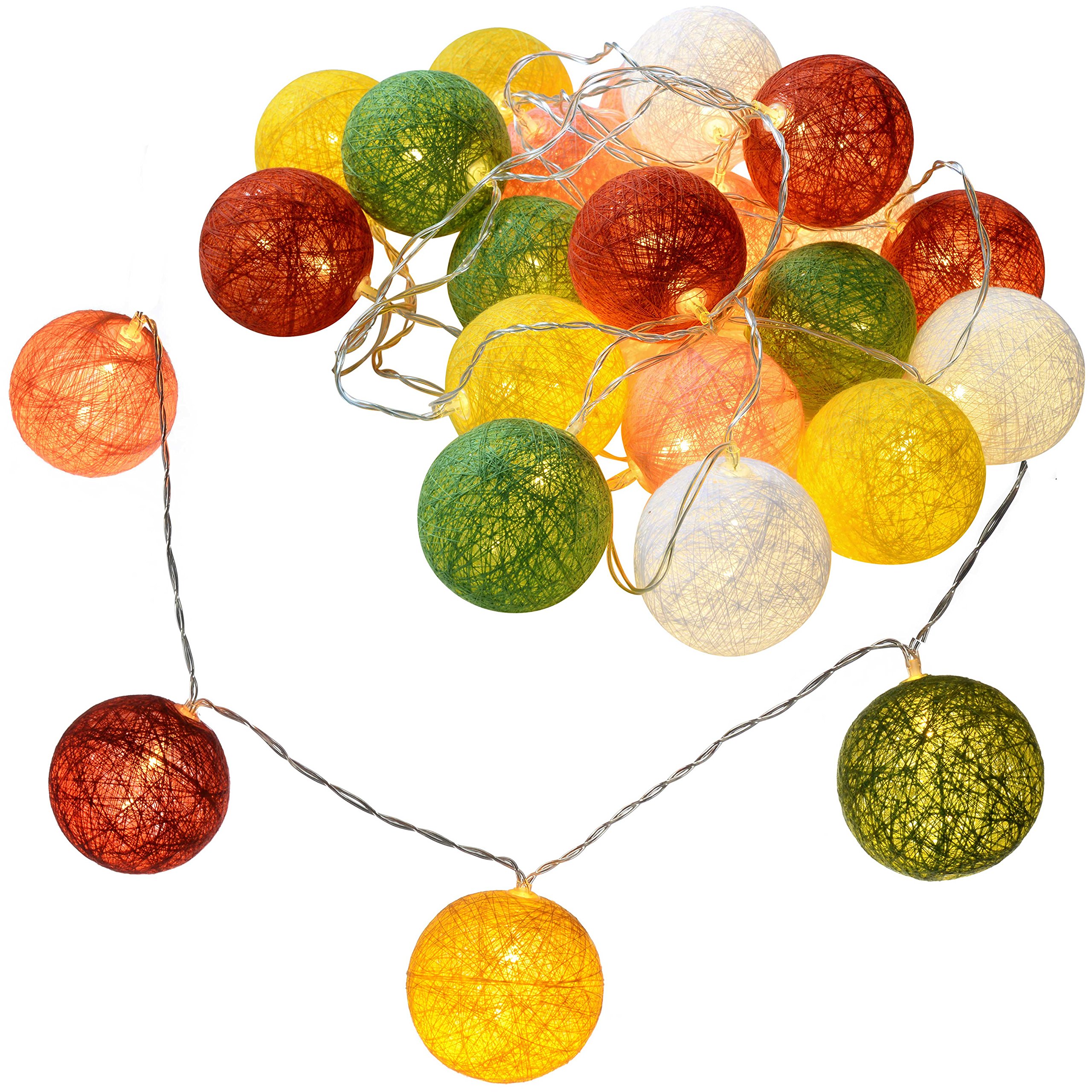 WeRChristmas 20 Cotton Ball Warm White LED Light String Christmas Decoration - 3 m, Multi Colour