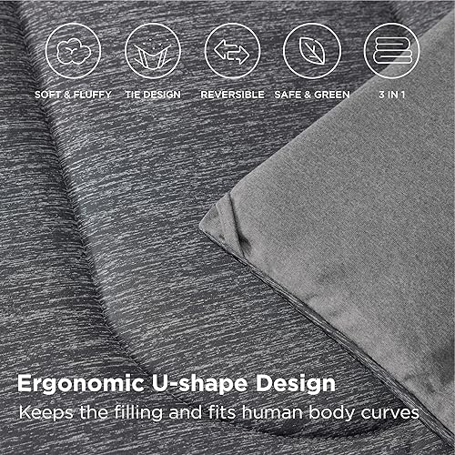 Miniatura 6 de Bedsure Juego de edredón Cal King, juego de cama refrescante y cálido, edredón reversible gris oscuro para todas las estaciones, 3 piezas, 1 edredón