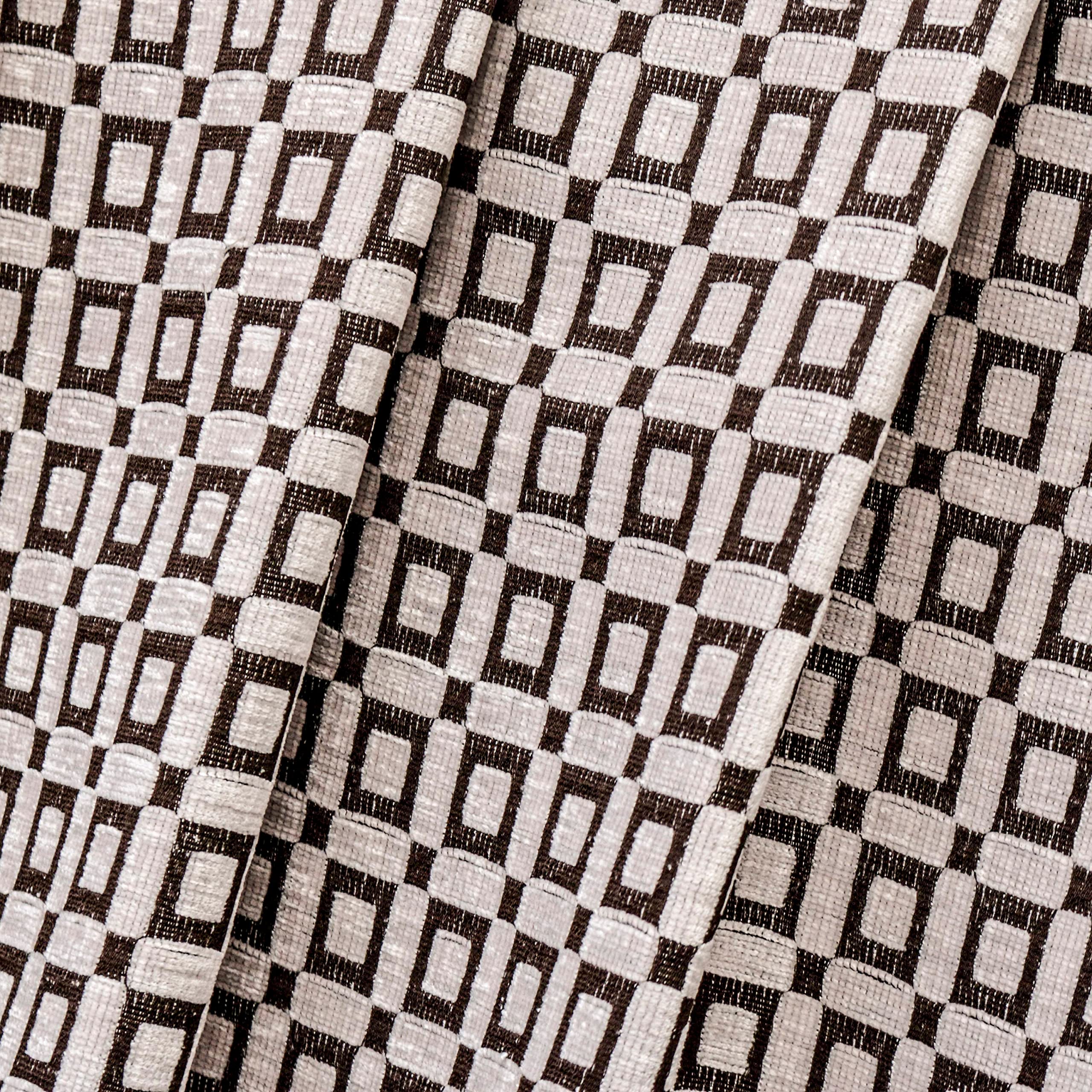 Tienda de tejidos directa Crema Terciopelo Jacquard Tela Por metro, 15 metros continuos 137 centímetros ancho Bloques marrones Geométrico Marfil Al por mayor Jacquard Tapicería Tela para Cortinas