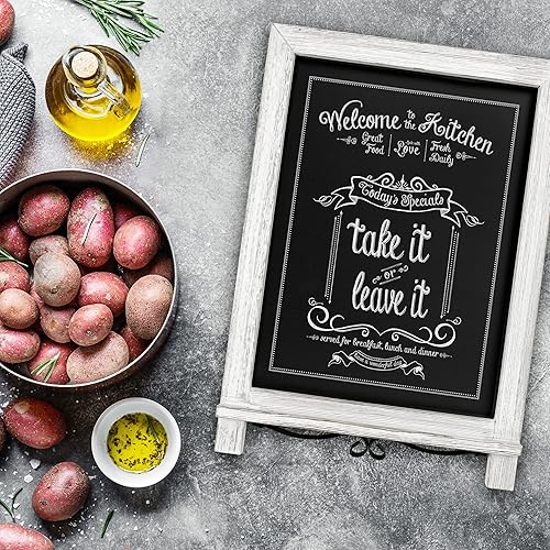 Miniatura 8 de HBCY Creations - Pizarra de madera rústica con patas para mesa, letrero de mesa estilo vintage para boda, pizarra pequeña para notas en la encimera