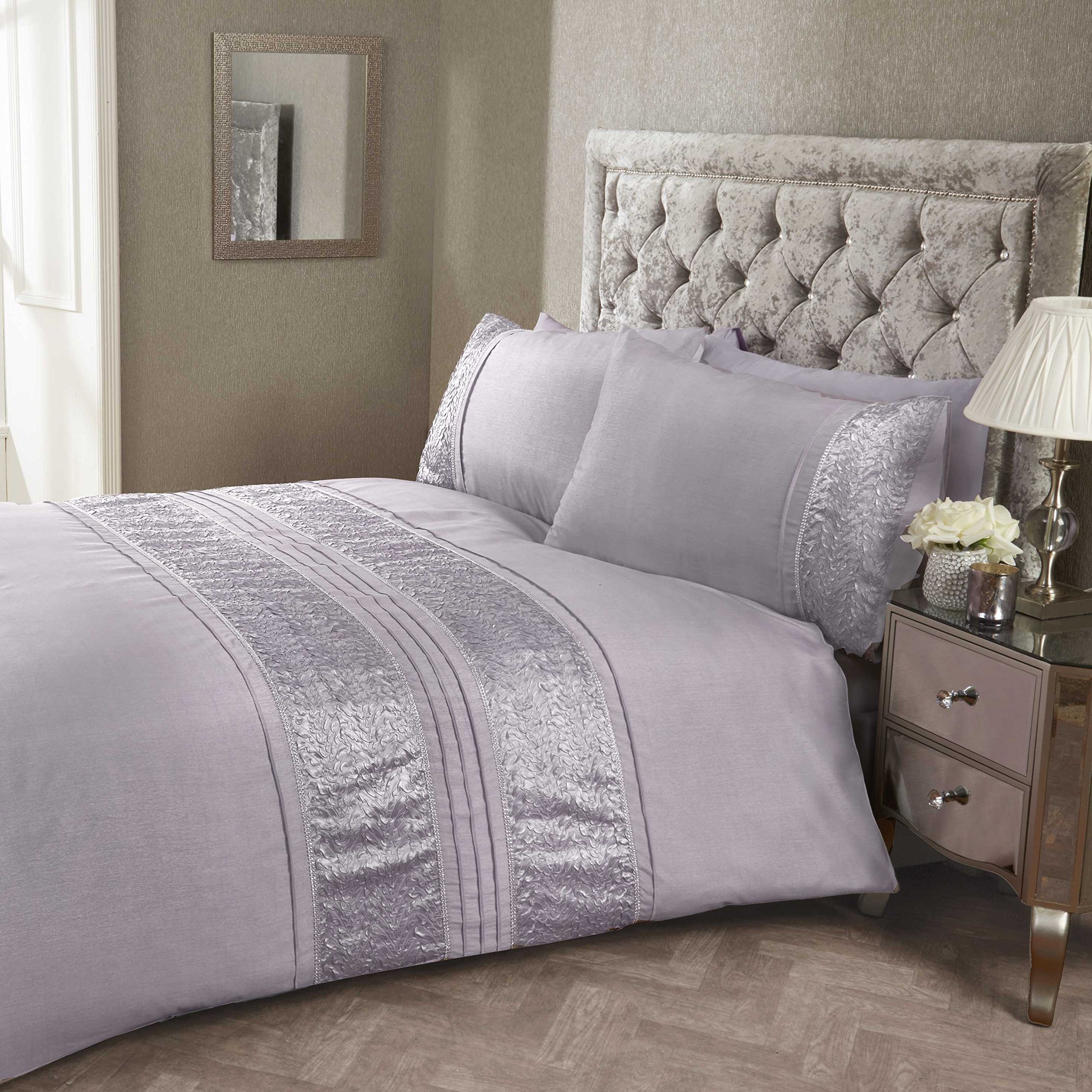 Rapport Home Super King Duvet Set - Heather Purple - Floral Embroidery - 50% Cotton, 50% Polyester