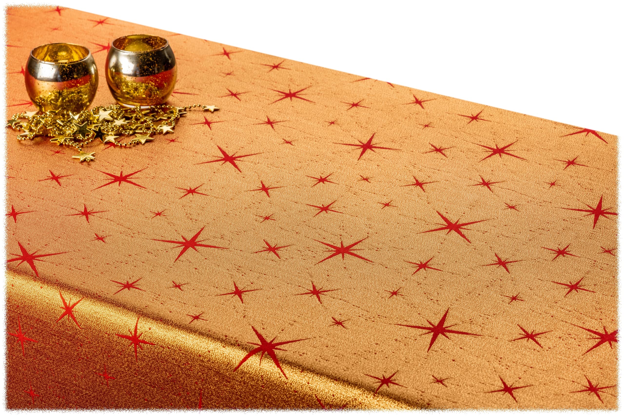 Mantel navideño, resistente a las manchas, antimanchas, mantel de dos caras, de poliéster, elegante decoración para mesa de Navidad (130 x 180 cm, estampado rojo-01)
