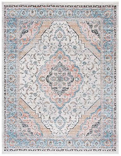 Shivan Collection 10' x 14' Grey/Blue SHV704F Medallion Distressed Non-Shedding