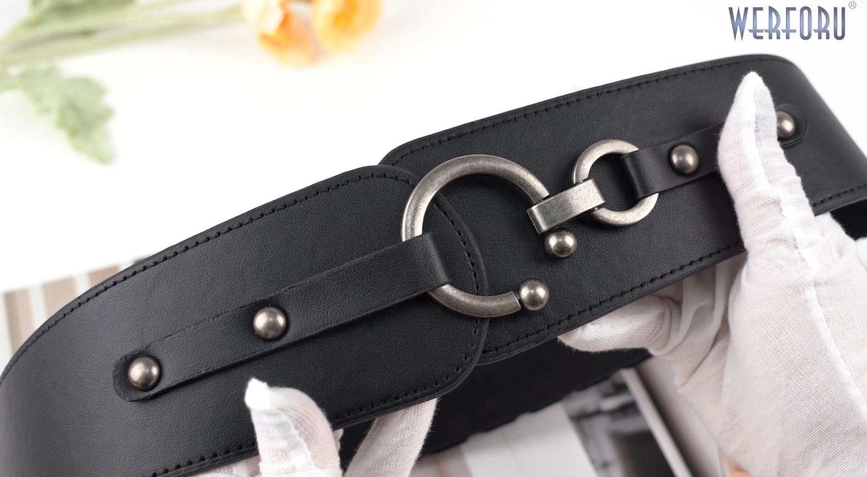 WERFORU Women Vintage Wide Elastic Thick Stretch Belt with 