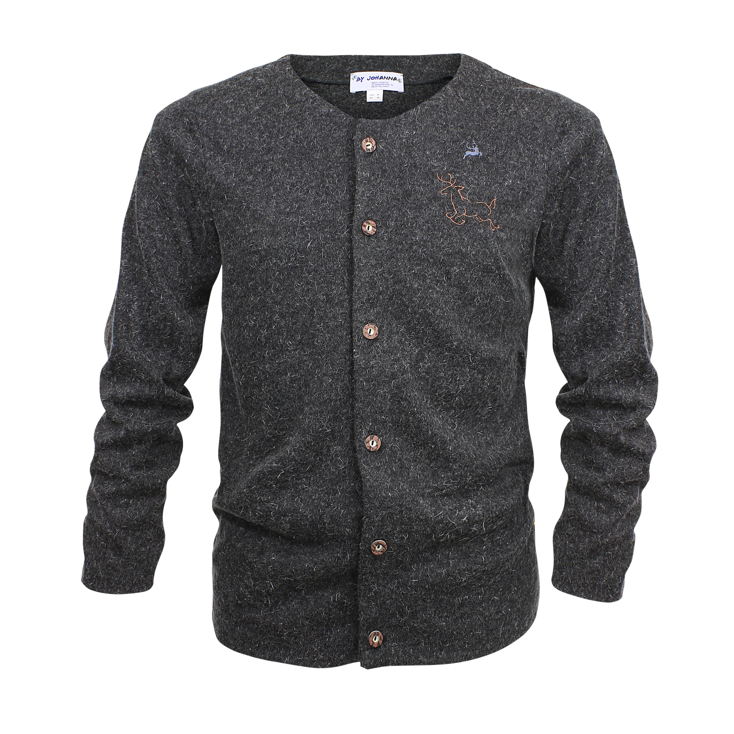 Trachtenstrickjacke Herren Grau Schwarz Meliert Vegan