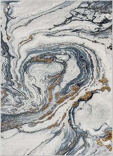 Miniatura 3 de LUXE WEAVERS Alfombra de área azul abstracta con efecto mármol 4x5