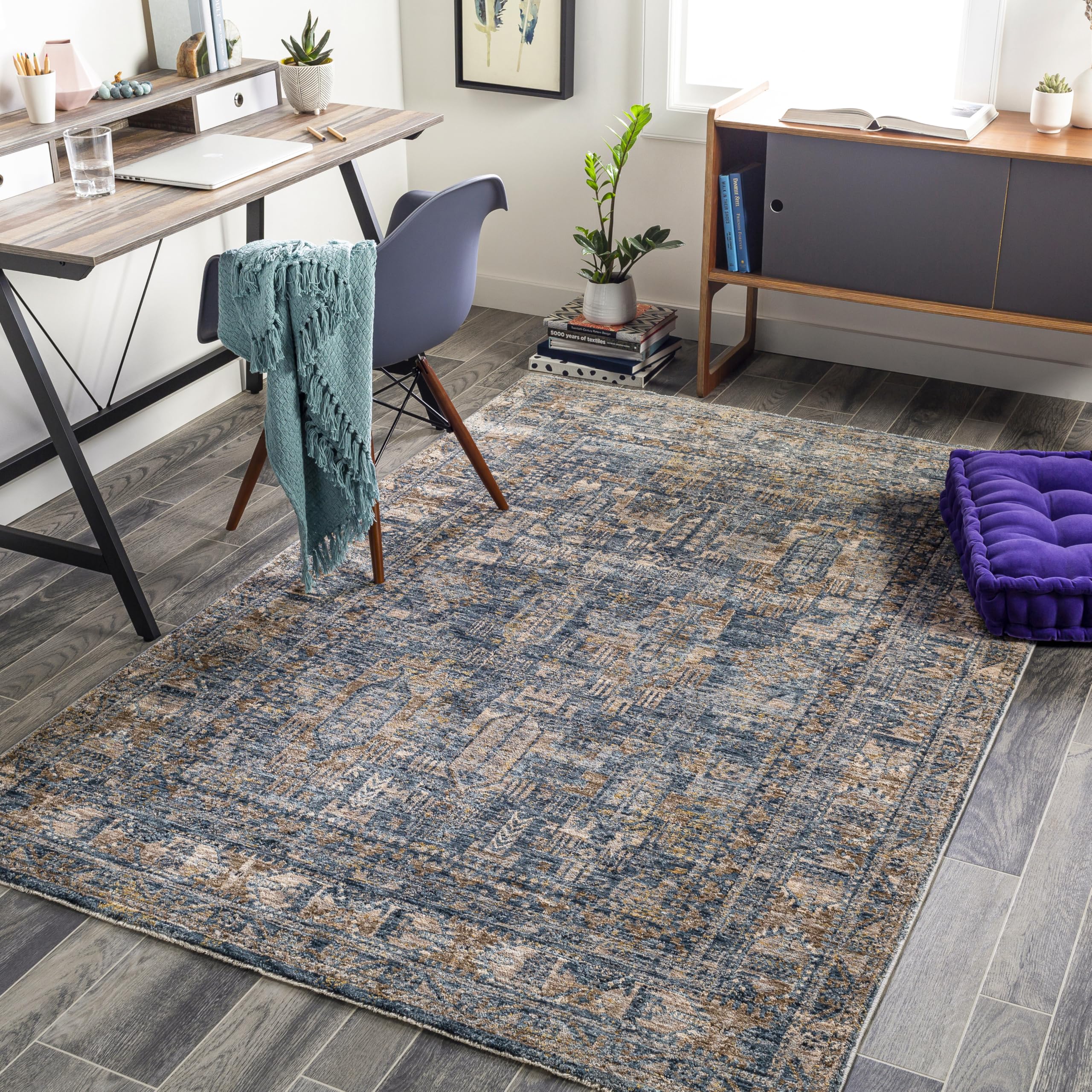 Photo 1 of Livabliss Mirabel Traditional Area Rug, 7'10" x 10'2", Navy, (8' x 10')